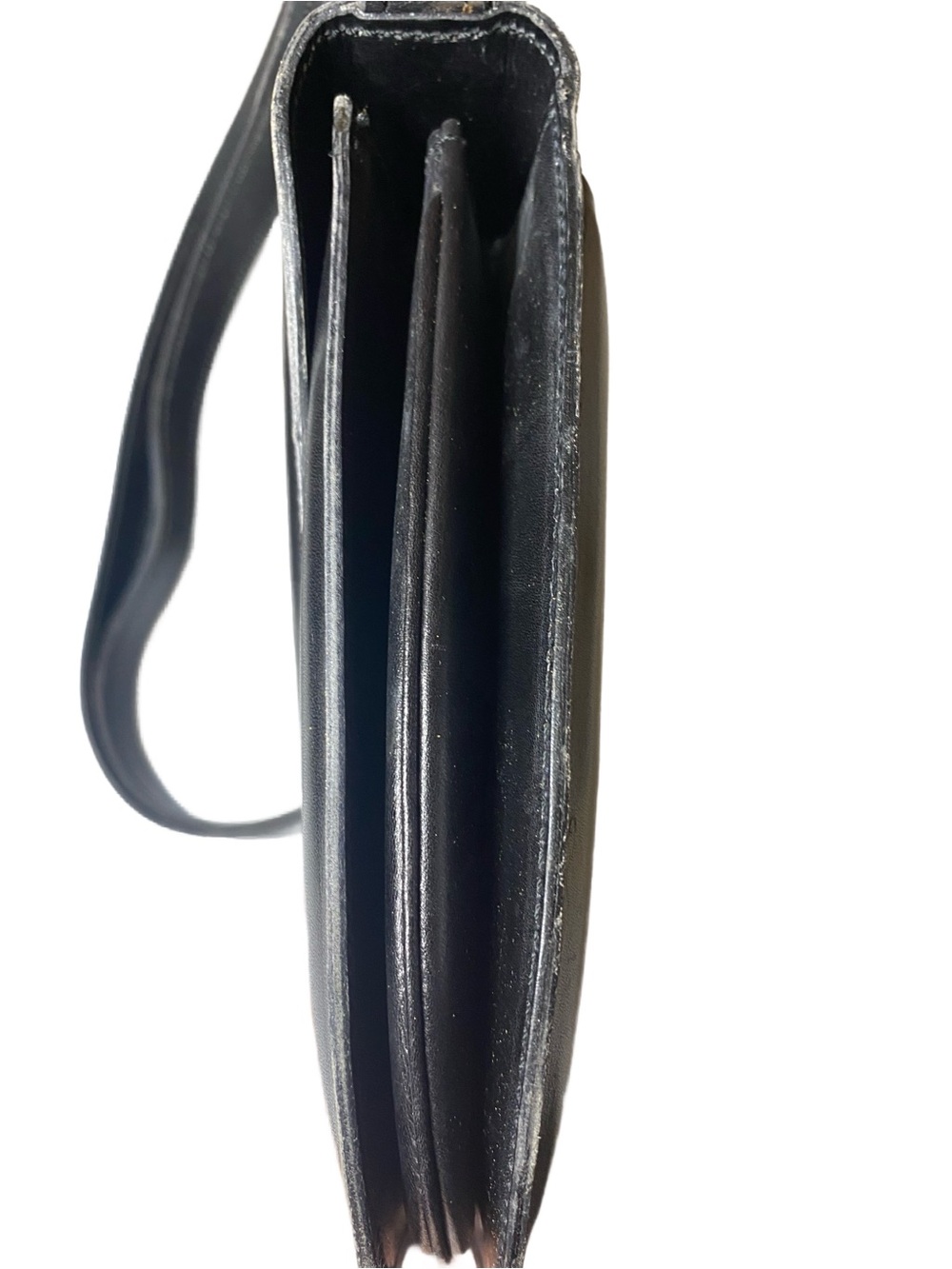 Vintage Nina Ricci Black Leather Envelope Shoulder Bag Gold Clasp Classic - Picture 4 of 11